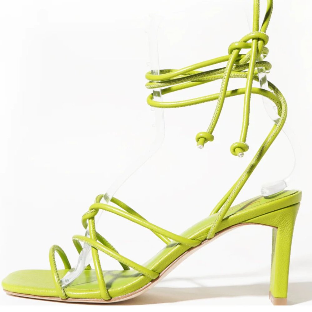 Aurora Lime Green Sandals Size 9 Charlotte Stone Heel Strappy